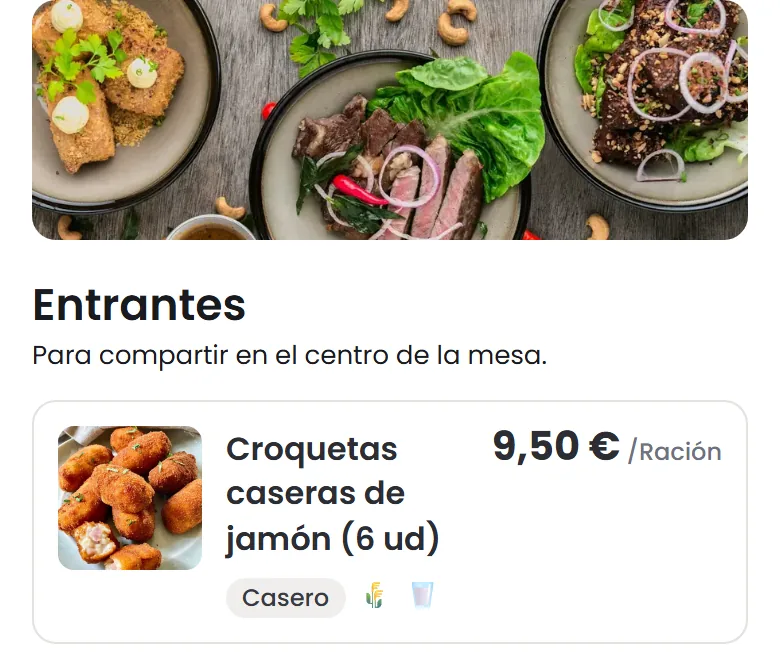 Carta que ve el cliente